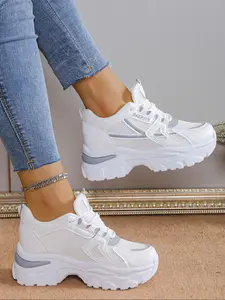 Women's Lightweight Thick Sole Casual Sports Shoes, Breathable Mesh Comfort Dad Sneakers, Thick Soled Sneakers, Athletic Lightweight Sneakers, Durable Low Top Spring Fall Footwear