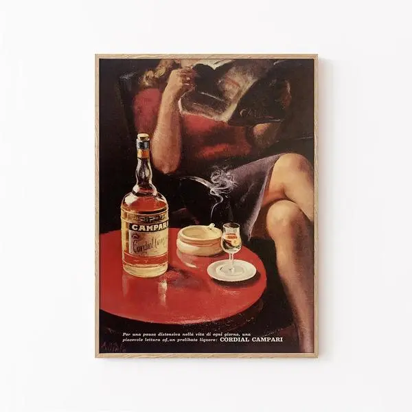 Vintage Campari Poster Retro Bar Cart Wall Art - Stylish Decor For Home Bar S