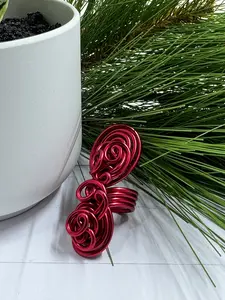 Red Statement Cocktail Ring, Aluminum Wire Wrapped Ring, Handmade Custom and Made to Order