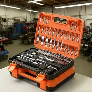 53-Piece Heavy-Duty Chrome Vanadium Steel Impact Socket Wrench Set, Professional Auto Repair Tools, Suitable for Car Motorcycle Home Use