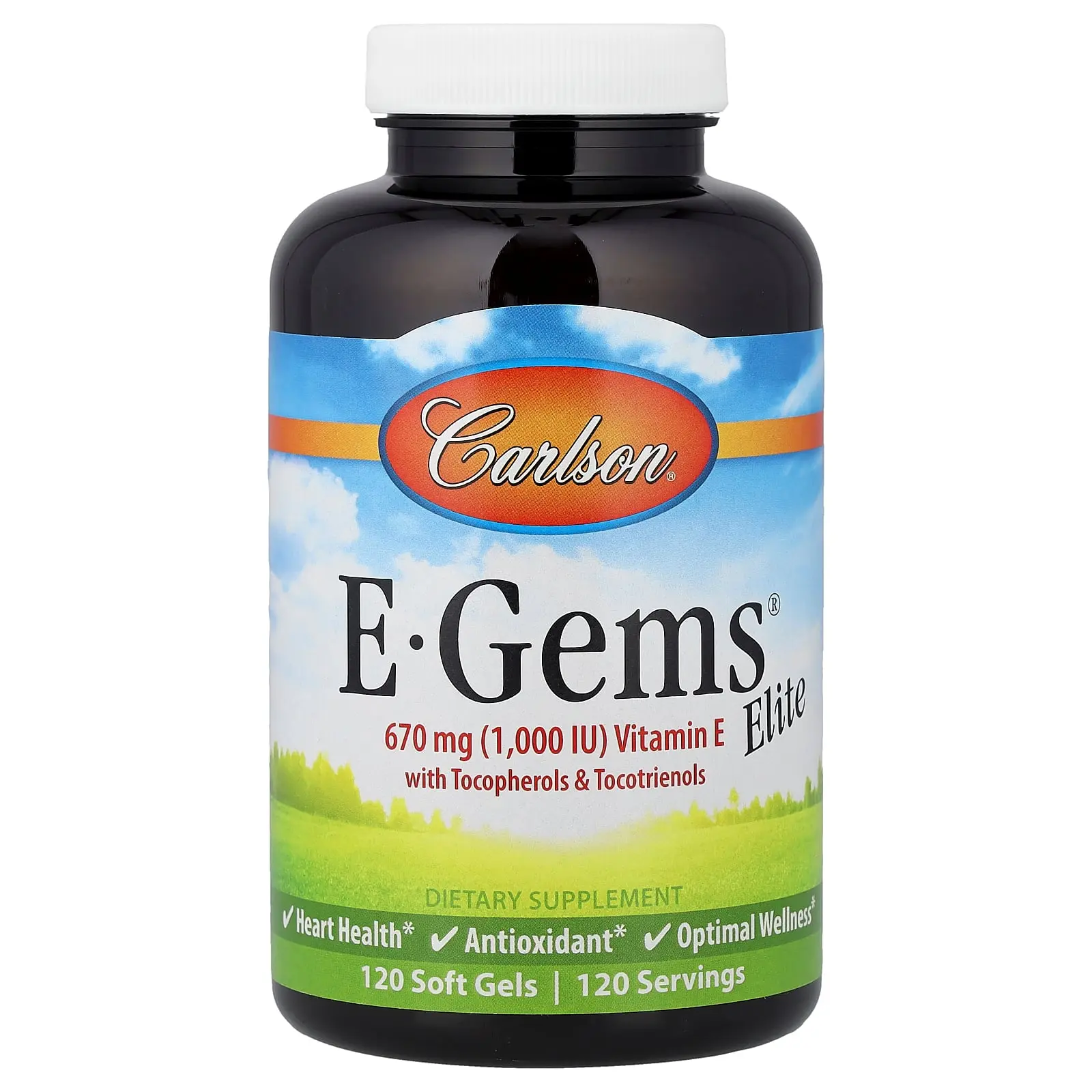 Carlson E-Gems® Elite, Vitamin E with Tocopherols & Tocotrienols, 120 Soft Gels