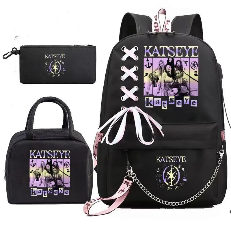 3PCS Katseye Backpack Shoulder Bag Lunch Bag School Bag Daypack