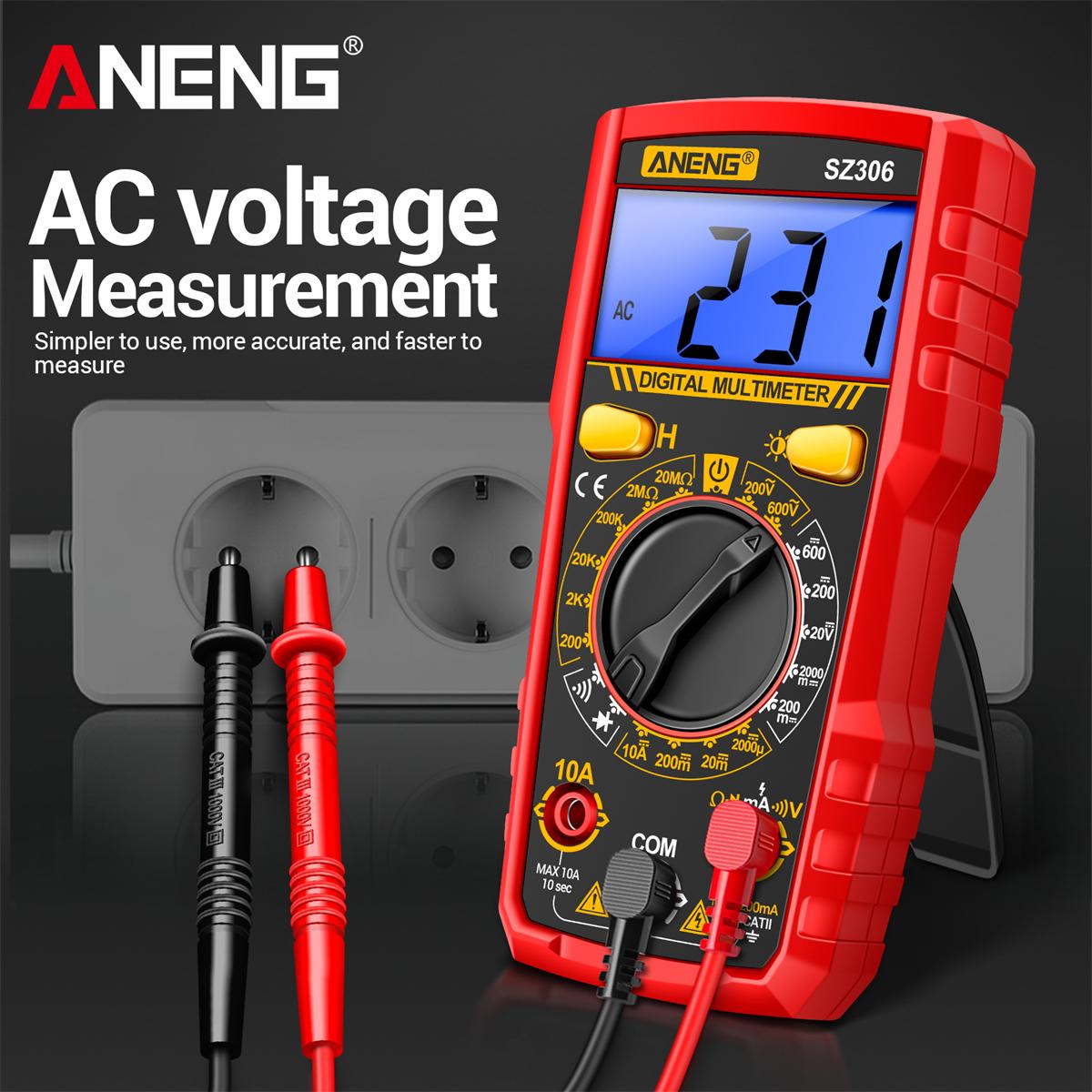 ANENG SZ306 Professional Smart Digital Multimeter for Electricians, AC/DC Voltage, DC Current, Resistance & Diode Tester Up to 20MΩ, Home & Automotive Repair Tool ANENG SZ306 High Precision Multimeter Tester, Smart Digital Voltmeter, Diode T