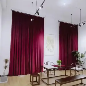 Modern Luxury Wine Blackout Curtains, Velvet Texture, Living Room Bedroom Hanging Curtains, Noise Reduction Insulation, No Sheer Curtain Included