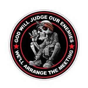 God Will Judge Our Enemies Skeleton American Flag Bandana Decal