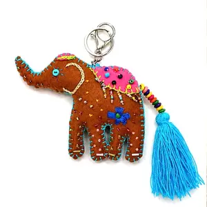 Handmade Elephant Keychain – Colorful Embroidered Charm, Boho Tassel Keyring, Lucky Gift, Bag Accessory