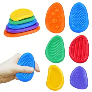 6/12 Sensory Stones, Silicone Texture Stress Relief Rocks, Soft Portable Anxiety Relief Toys for Autism Adhd, Easter Basket Filler