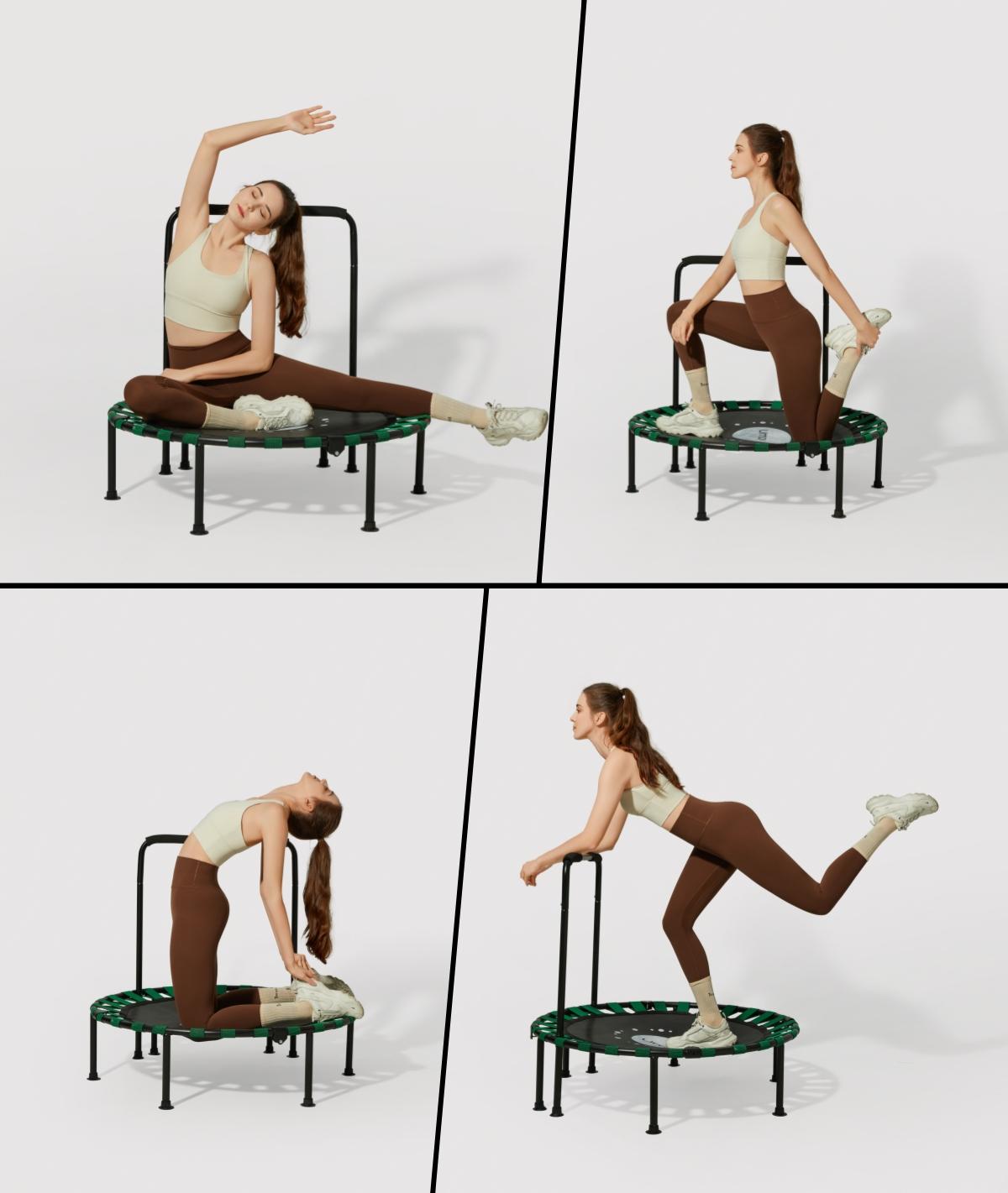 UMAY 450 LBS Foldable Mini Trampoline, 40"/50" Fitness Trampoline with Bungees, U Shape Foam Handle, Stable & Quiet Exer