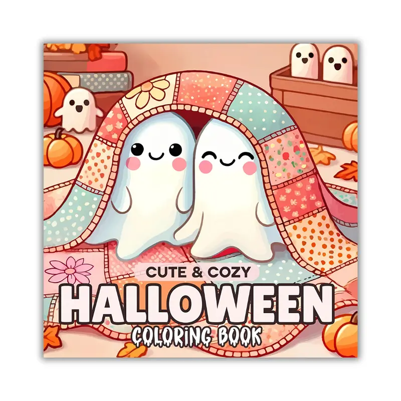 Halloween Coloring Book - Trade Paperback, 50 Adorable & Spooky Designs, Marker-Shade Ready, Bold Easy Outlines, 8.5x8.5 in, Cozy Hygge Style, Autumn Vibe, Fun, for Kids (Coloring Books for Relaxation & Creativity)