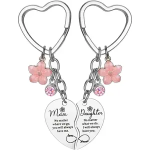 2Pcs Mother Daughter Heart Matching Keyring Keychain Set Gifts For Mom Christmas Mothers Day Gifts from Daughter