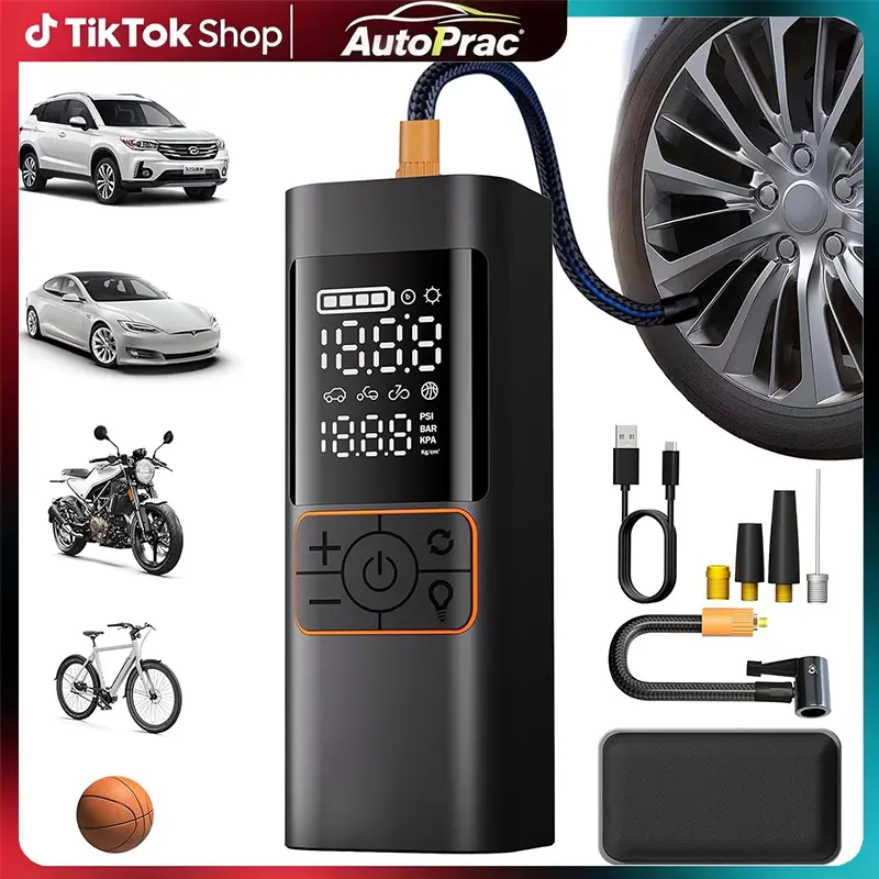 【ToolUpgrade】Tire Inflator Portable Air Compressor, 6000mAh Cordless & 12V DC, 180PSI Cordless Tire Pump, 3X Fast Inflator, Emergency Roadside Kit for Flat Tires, Fast Inflation for Car, Bike, Motorcycle, Ball ToolUpgrade