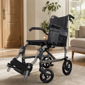 ARCH Folding Lightweight Aluminum Wheelchair 18" Seat Width 18LBS Travel Wheelchair for Adults Dark Gray/Light Gray Options Compact Foldable Transport Chair with Storage Bag for Indoor Outdoor Use, DARK GREY/Light Gray Color Options