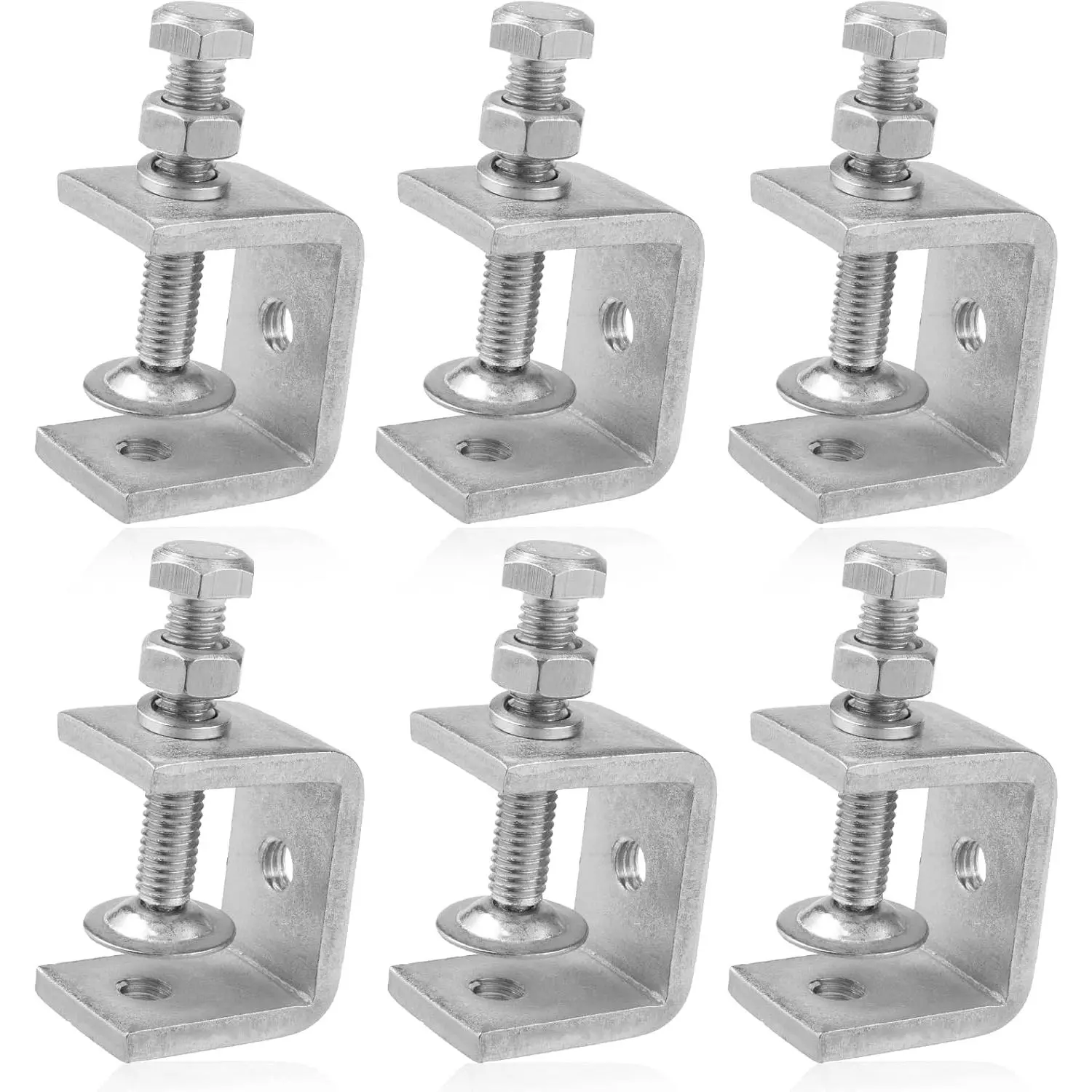 6 Pack 304 Stainless Steel 1-Inch (30mm) Mini Heavy-Duty C-Clamps for Woodworking, Welding