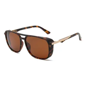 Tortoise Aviator Sunglasses, Brown Lens Gold Accent UV Protection Retro Fashion Shades