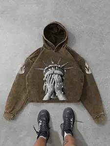 Free Declaration Hoodie, Cotton Washed Vintage Style, Religious Faith Graphic Print, Oversized Drop Shoulder Cut, Streetwear for Fall Winter