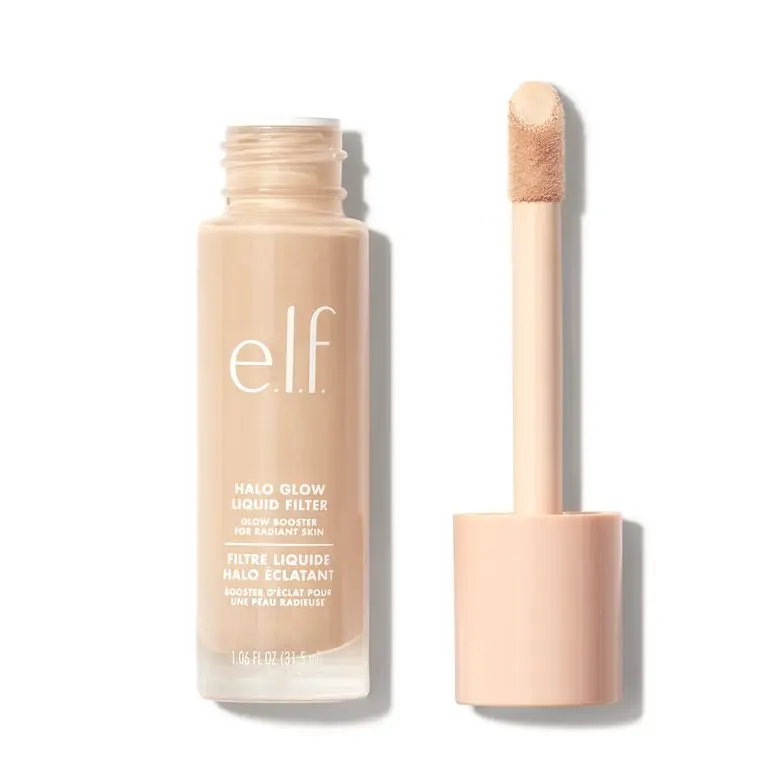 e.l.f. Halo Glow Liquid Filter – Multi-Use Glow Booster, 4-Ways to Wear, IRL Soft Focus, Dewy Radiant Finish, Makeup Skincare Hybrid, 15 Shades, 1.06 oz (31.5ml)