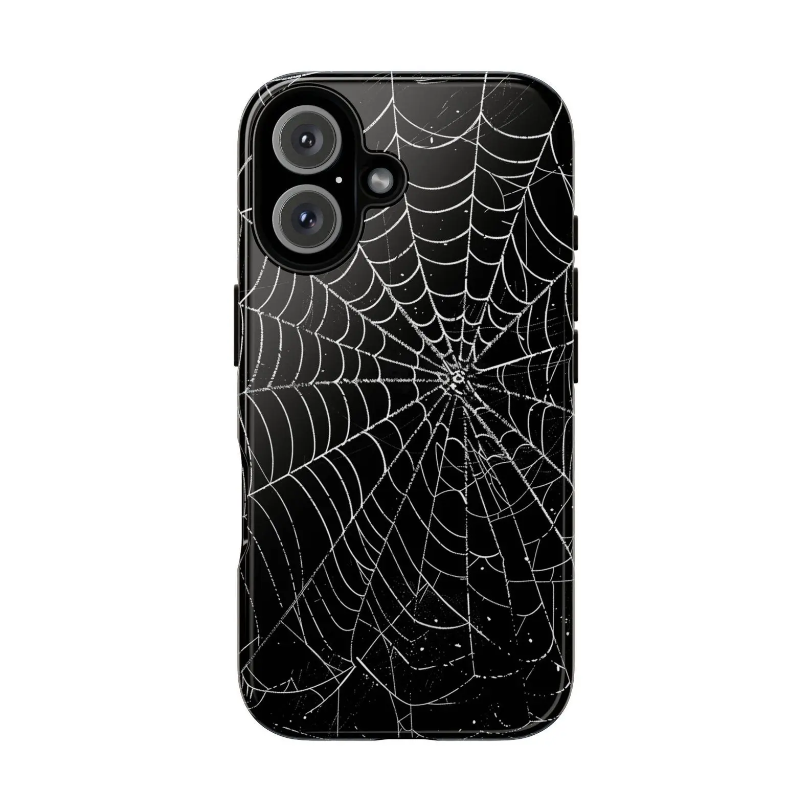 Goth Spider Web Phone Case for iPhone 17 Pro Max, 16, 15, 14, 13, 12, 11, XR, 8+, 7, SE, Black Dark Aesthetic			
