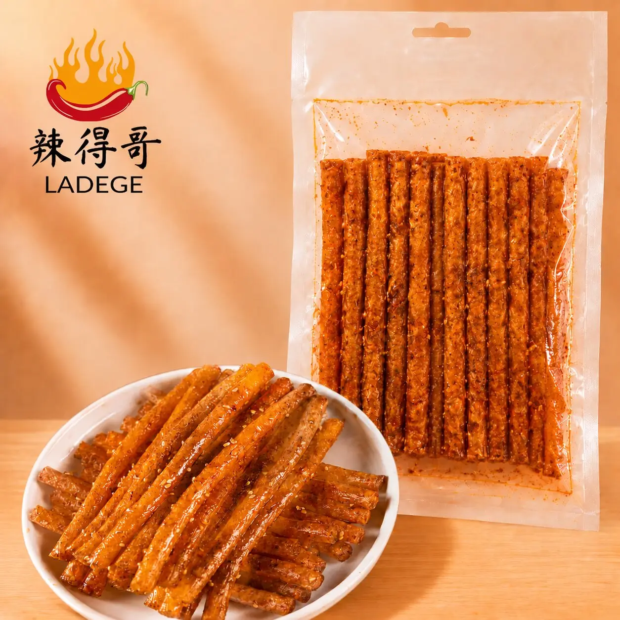 LADEGE Fiery Kick Chinese Latiao Duo Packs, Soft Chewy & Crispy Mixed Spicy Gluten Strips, Authentic Asian Viral Spicy Snack Variety Pack, 450g Large Share Bag
