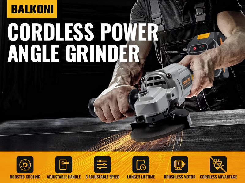 Brushless Motor Angle Grinder Cordless With Battery And Extensive Accessories, A Multi-purpose Machine, No Load Speed: 9000r/min, Three Adjustable Speed Settings, And A Compact Design, Perfect For Grinding And Polishin