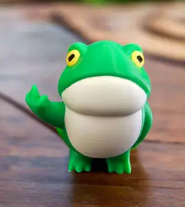 Grumpy Frog Funny 3D Printed Figurine Decor Gift with Original Multicolor White Design Handmade in Tucson AZ Standing Ornament