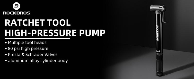 ROCKBROS Mini Bike Pump with Multitool, Portable Bicycle Tire Pump for Road & MTB Bike, 80PSI High-Pressure Performance