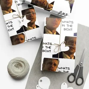 What's In the Box? Wrapping Paper! Funny Christmas Movie Holiday Gift Wrap, Custom Favorite Seasonal Movies Wrapping Paper, Xmas Gift