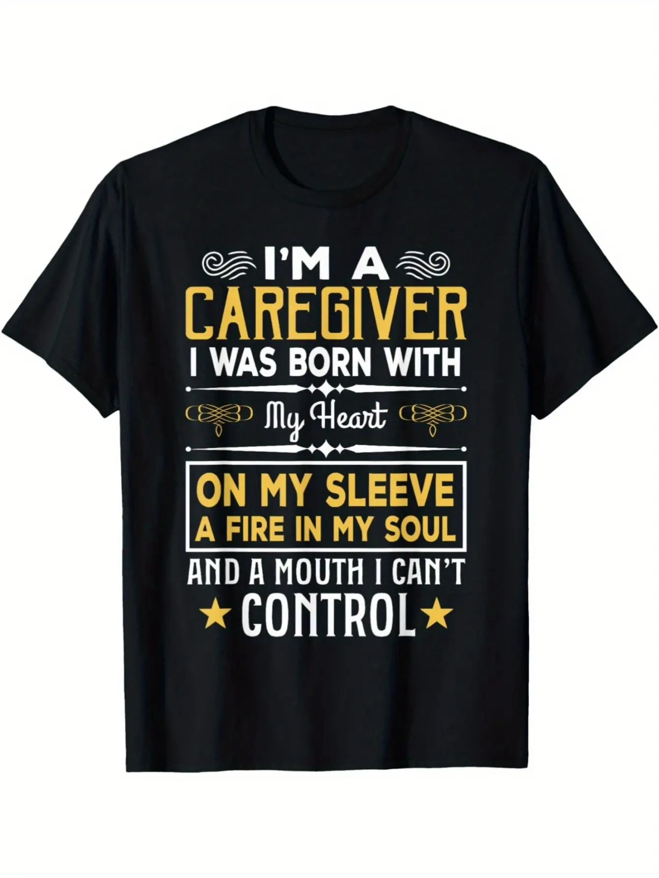 Caregiver T-Shirt for Women & Men -  Cotton Comfortable Stretch Fabric, Casual Round Neck Short Sleeve Tee Suitable for Caregiver Apparel, Funny Gift, Unisex Casual Wear (No Transparency)