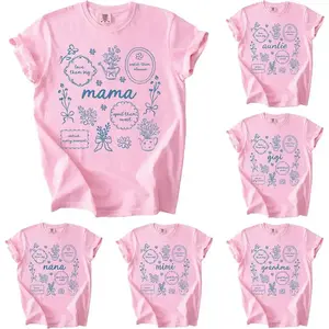 Comfort Colors Custom Floral Mama T-Shirt, Personalized Nana Grandma Mimi Gigi Shirt, Cute Flower Graphic Tee, Mothers Day Gift for Women, Family Name Shirt, Casual Everyday Wear, Blossom - DarkFlex