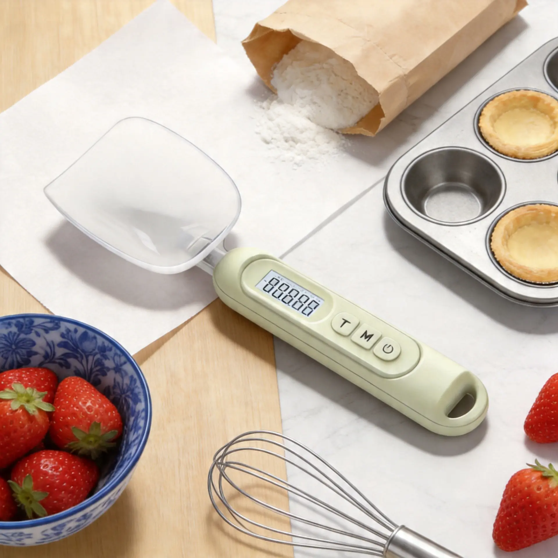 food scale, Digital Measuring Spoon Scale, 0.1g High Precision Food Scale Spoon with LCD Display, 7 Units Gram & Oz, Large + Small Scoop for Coffee, Baking, Protein Powder, Meal Prep & Cooking