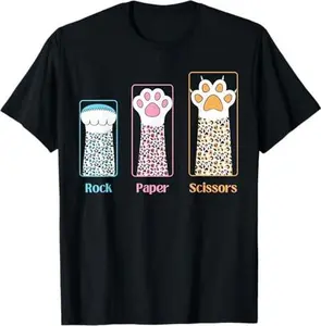Funny Rock Paper Scissors Leopard Cat Paw T-Shirt