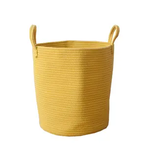 Large Cotton Rope Woven Storage Basket with Sturdy Handles for Baby Room Laundry & Children's Toy Storage Eco-Friendly Durable 17.71x15.74inch