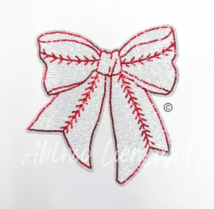 Baseball Sequins Bow Patch - Big