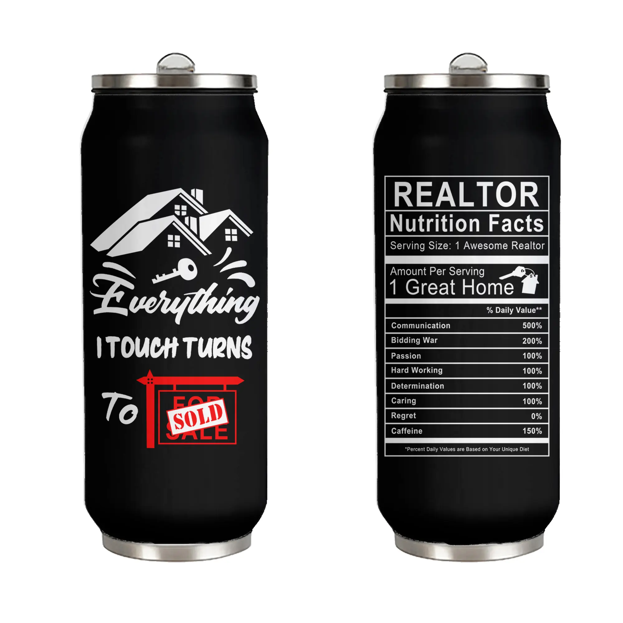 Realtor Tumbler 17oz with Leakproof Straw Lid - Funny SOLD Water Bottle, Closing Gift for Clients