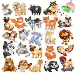 5D Crystal Diamond Dog Stickers 24-Piece Set, Cute 3D Window Decor for DIY Crafts, Removable Acrylic Home Accessories, Fun Stickers