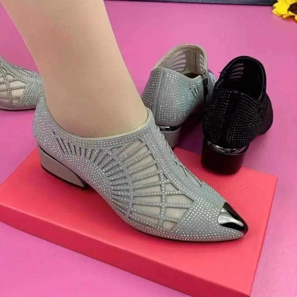 Ladies' Breathable Deep- Mouth Single- Shoes, 2025 New- Style Pointed- Toe Thick- Heeled Mother- Style Shoes, Comfortable and Versatile High- Heeled Shoes for Outdoor Activities, Women Shoes