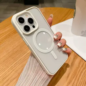 Magnetic Clear Acrylic Phone Case for iPhone 17 Pro Max/16/15, Matte Shockproof Heat Dissipation Protective Cover with MagSafe Compatibility Adjustable Waterproof Shower Phone Holder
