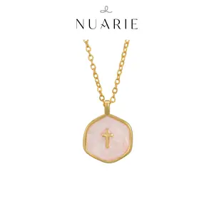 Layered Necklace for Modern Women, Minimalist Gold-Tone Alloy Chain with an Irregular Circle Cross Pendant, Dainty Jewelry for Daily Wear