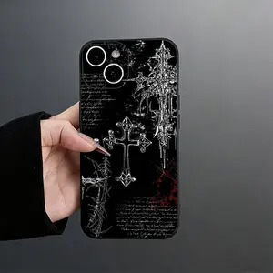Gothic Cross Artistic Phone Case，Dark Macabre Style for iPhone 17 16 15 14 13 12 11 Plus Pro Max.