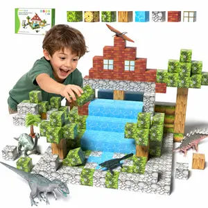 Magnetic Blocks, 108PCS Magnetic Building Block with 6 Dinosaur Toys for Kids, Toddler Stacking STEM Toys for Boys & Girls 3-5 4-8 5-7 Year Old, Sensory Christmas Birthday Gift for Age 3+ Kids
