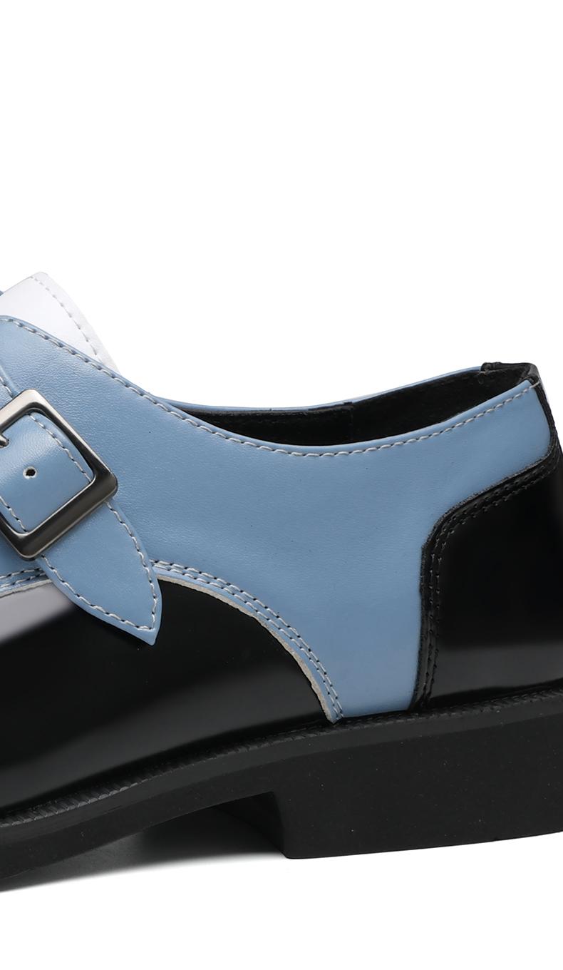 Men's Multi-Color Monk Strap Dress Shoes, Black Blue White Formal Leather Shoes13809