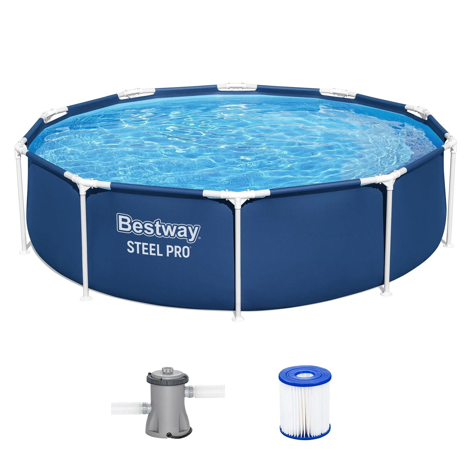 Bestway Steel Pro 10'x30" Round Above Ground Swimming Pool Set with Filter Pump