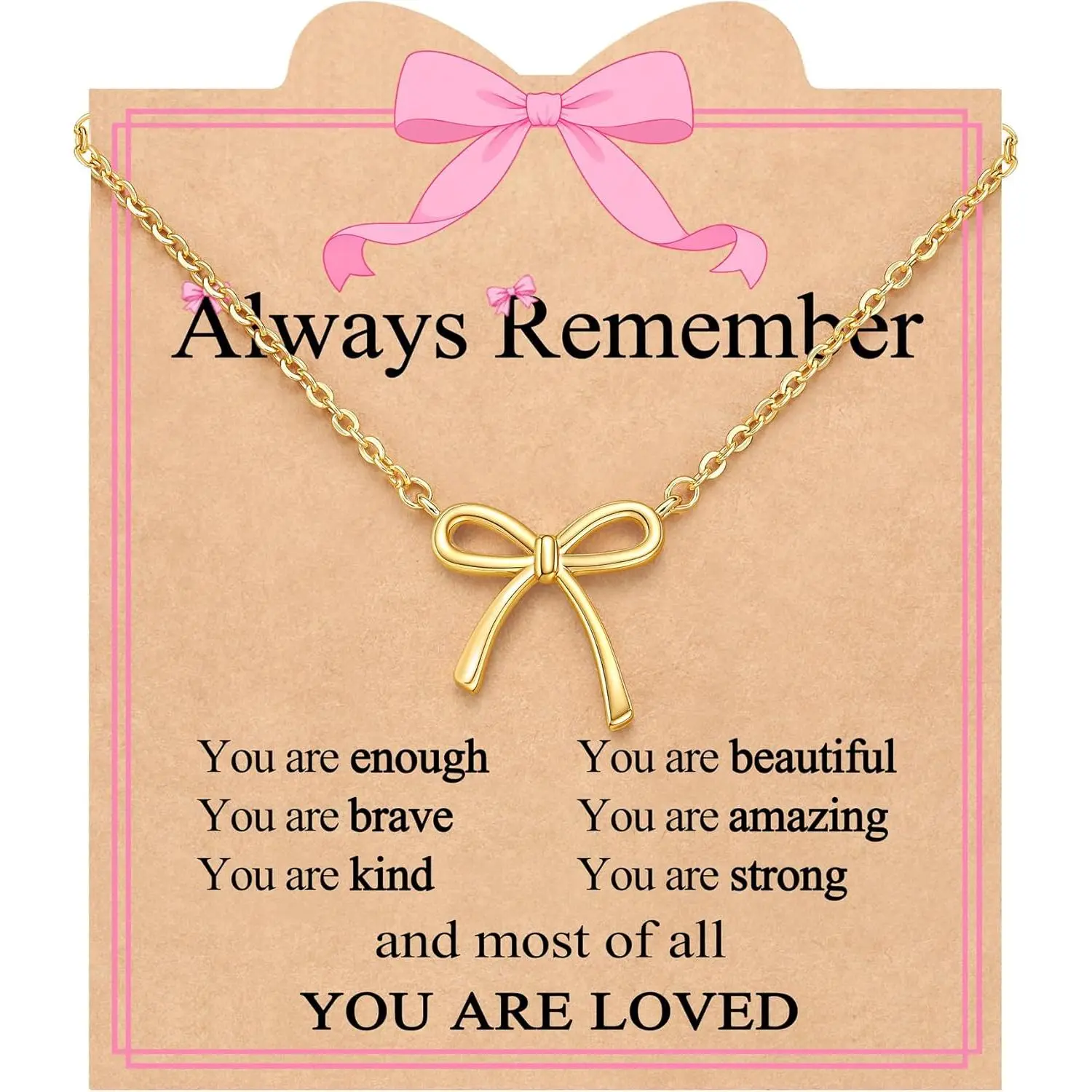 Cute Preppy Gold Bow Artificial Gemstone Necklace for Girls, Female Youth - Viral Coquette Jewelry Gift for Birthday, Easter, Girl, Daily