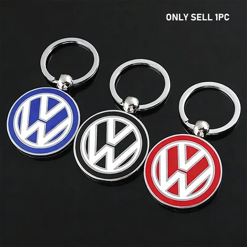 1Pcs Car Logo Keychain Zinc Alloy Key Rings Car Key Chains Decorative Accessories For VW Tiguan Arteon Taigo Caddy CC e-up! Golf Polo Passat Amarok Transporter Caravelle Crafter Atlas Jetta Sharan Beetle Keychain For Car Keys