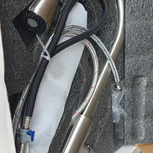 NGNP Stainless steel pull-out kitchen  faucet with soap dispenser, available for 1/3 holes in the , single handle, suitable for , RVs, laundry rooms, bars, brushed nickel paragon sink stainless steel kitchen level