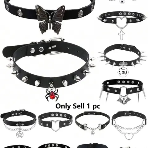 Punk Gothic Style Butterfly & Spider Design Choker Necklace, Fashionable PU Leather Choker for Women & Men, Trendy All-match & Exquisite Jewelry Fashionable Accessory for Birthday Gift, Fashionable Jewelry Accessories