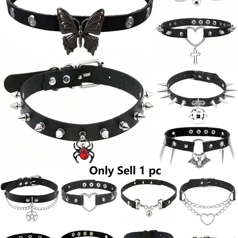 Punk Gothic Style Butterfly & Spider Design Choker Necklace, Fashionable PU Leather Choker for Women & Men, Trendy All-match & Exquisite Jewelry Fashionable Accessory for Birthday Gift, Fashionable Jewelry Accessories
