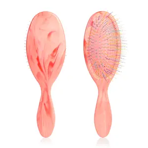 Blushmarks Detangling Wet Hair Brush, Long & short bristle Cushion Hair brush for All Hair Types - Pink Marble Printing, Idea Gift
