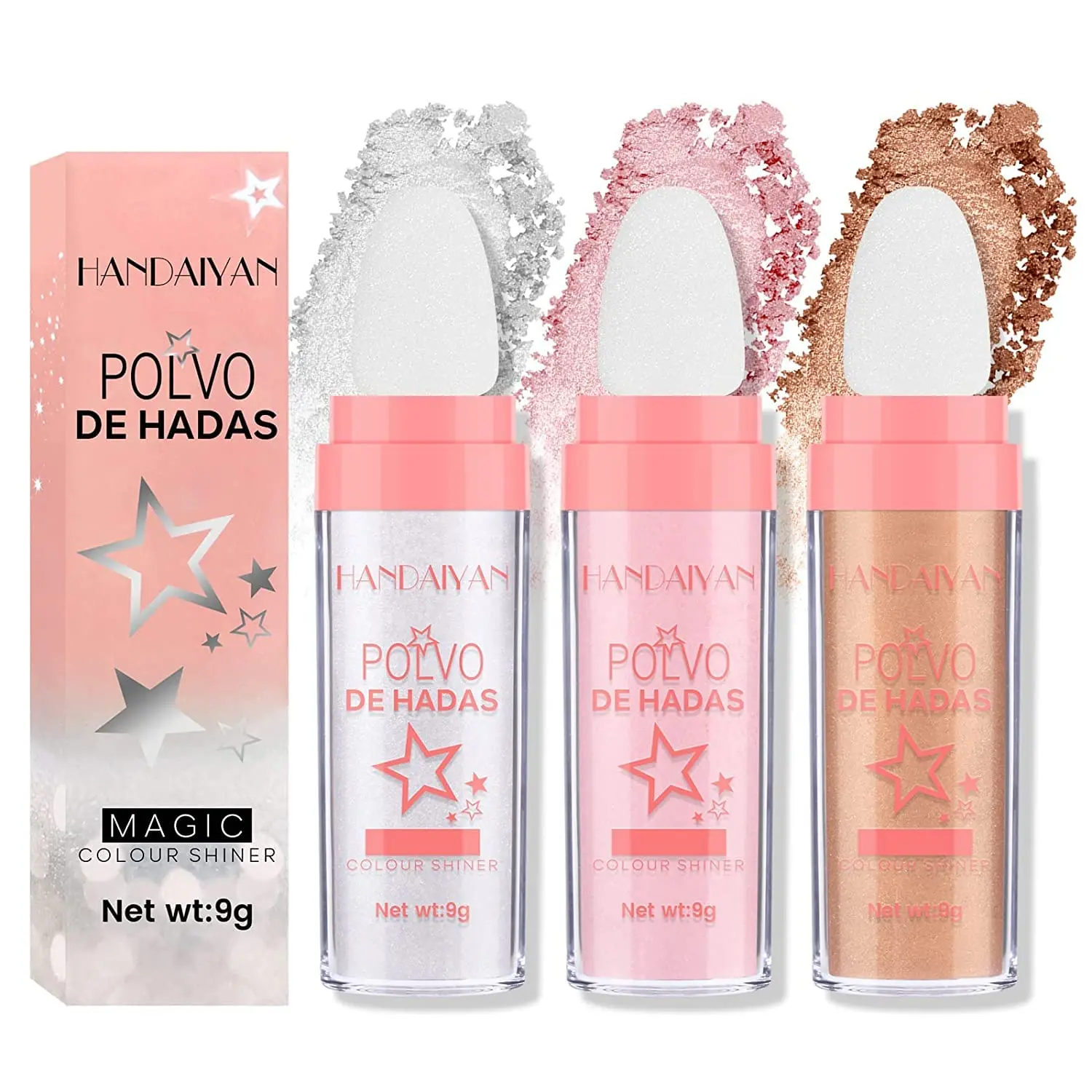 Fairy Highlight Patting Powder for Women,Natural Three-dimensional Highlighter Makeup Stick Body Brightens Stick Face Powder Blusher Glitter Makeup Gift Set