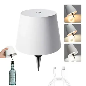 Rechargeable USB Desk Lamp, 1 Piece, Black/White LED Touch Control Bottle Light, Decorative Lamp, 3-Color Dimmable, Fits Wine and Beer Bottles, For Bars, Parties and Outdoor Dining