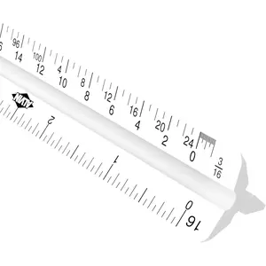 Alvin, High Impact Plastic Architect Triangular Scale, White Drafting and Architecture Ruler for Drawing, Planning, and Design - 12 Inches